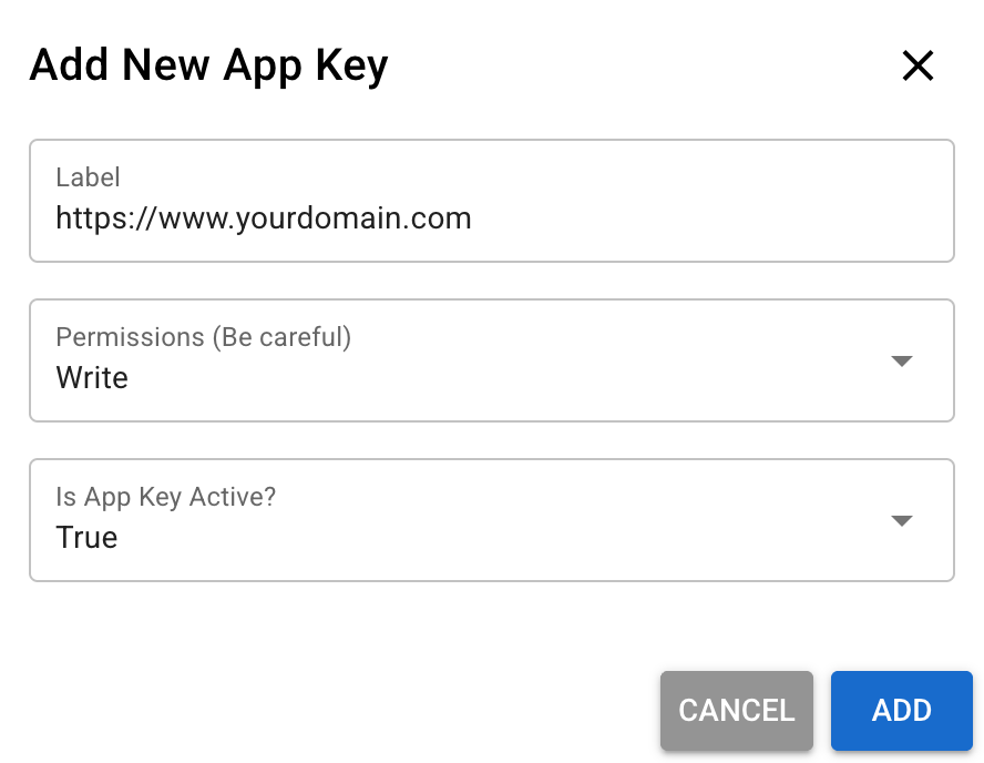 Add App Key