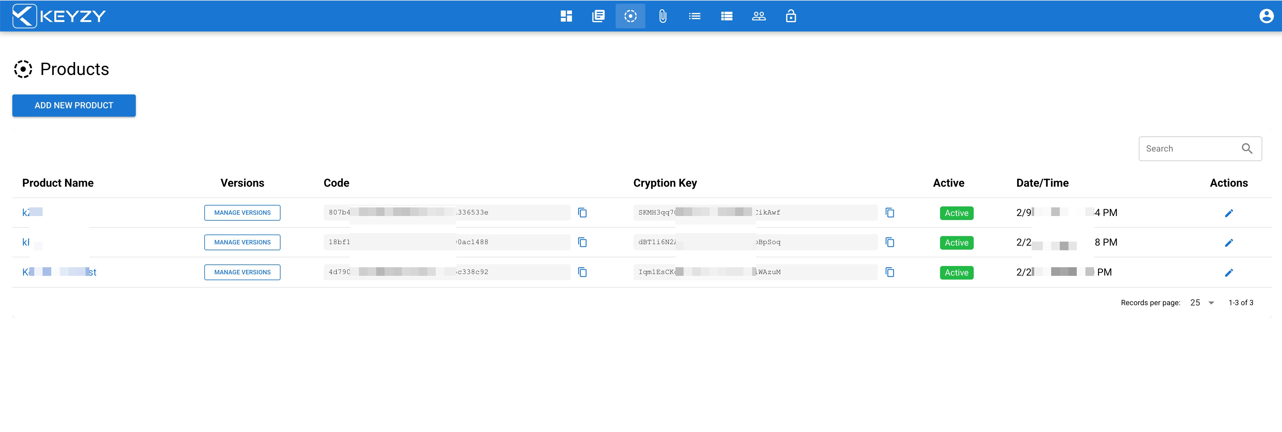 KEYZY products section