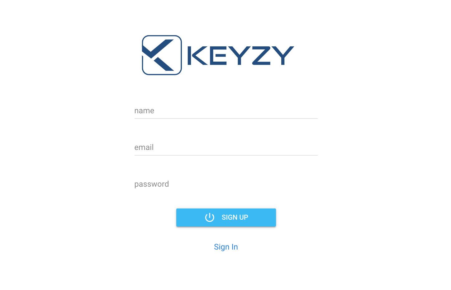 KEYZY signup page